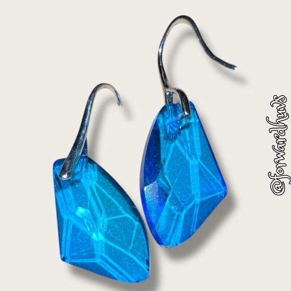 Bundle Sale 3 For $15 | Blue Glass Earrings on Silver Tone Hook - Picture 5 of 8